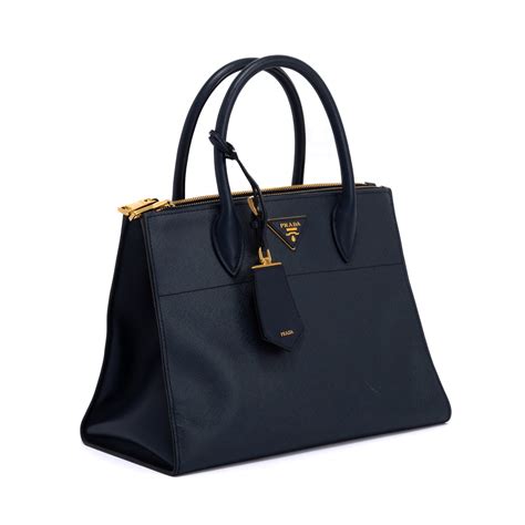 Prada Paradigme Tote Saffiano Leather Medium Blue 29698963